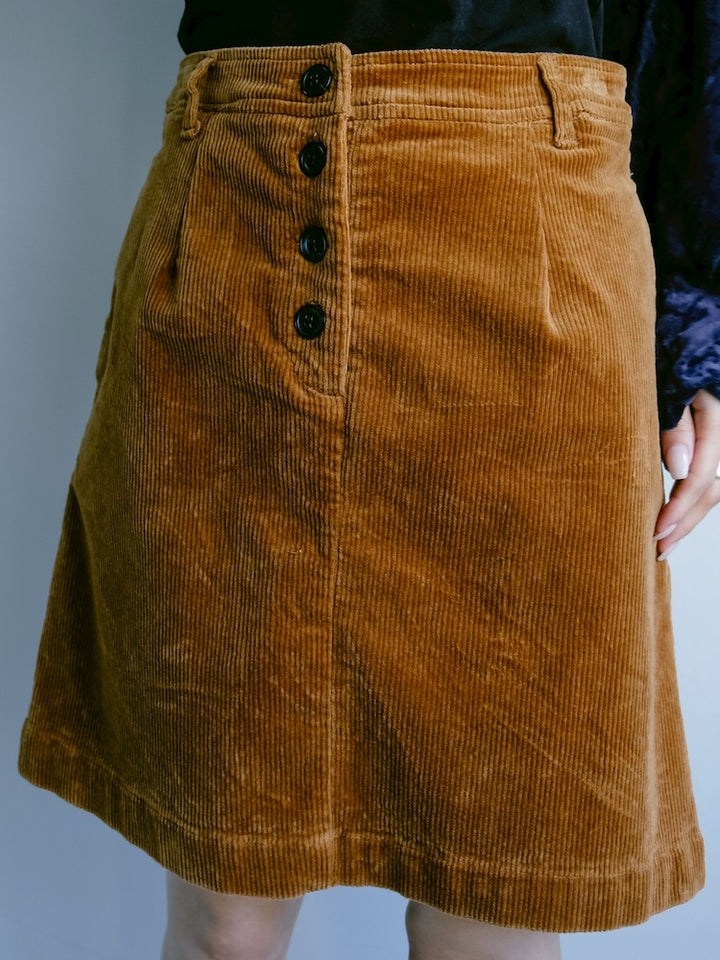 Camel Corduroy Mini Skirt