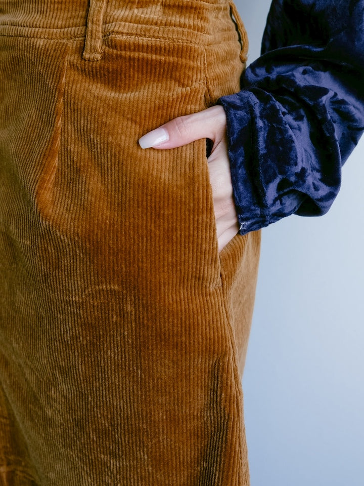 Camel Corduroy Mini Skirt