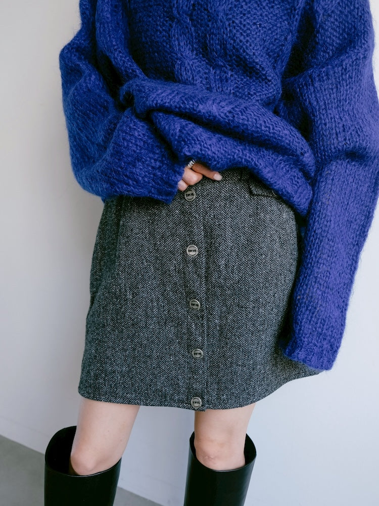 Tweed Button Skirt