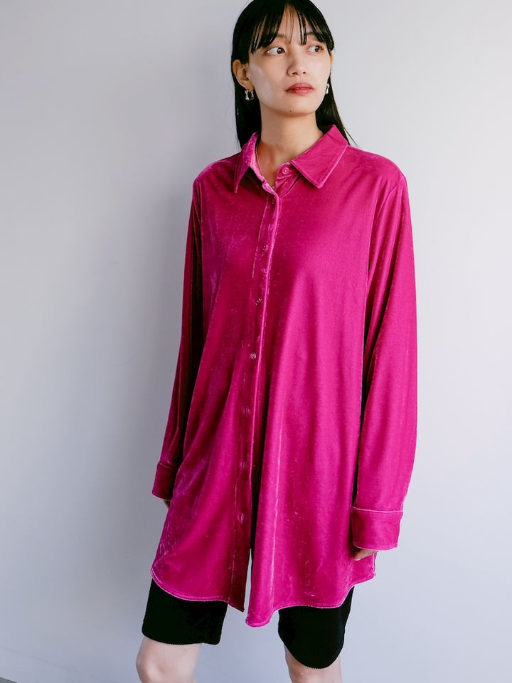 Fuchsia Velour Long Shirt