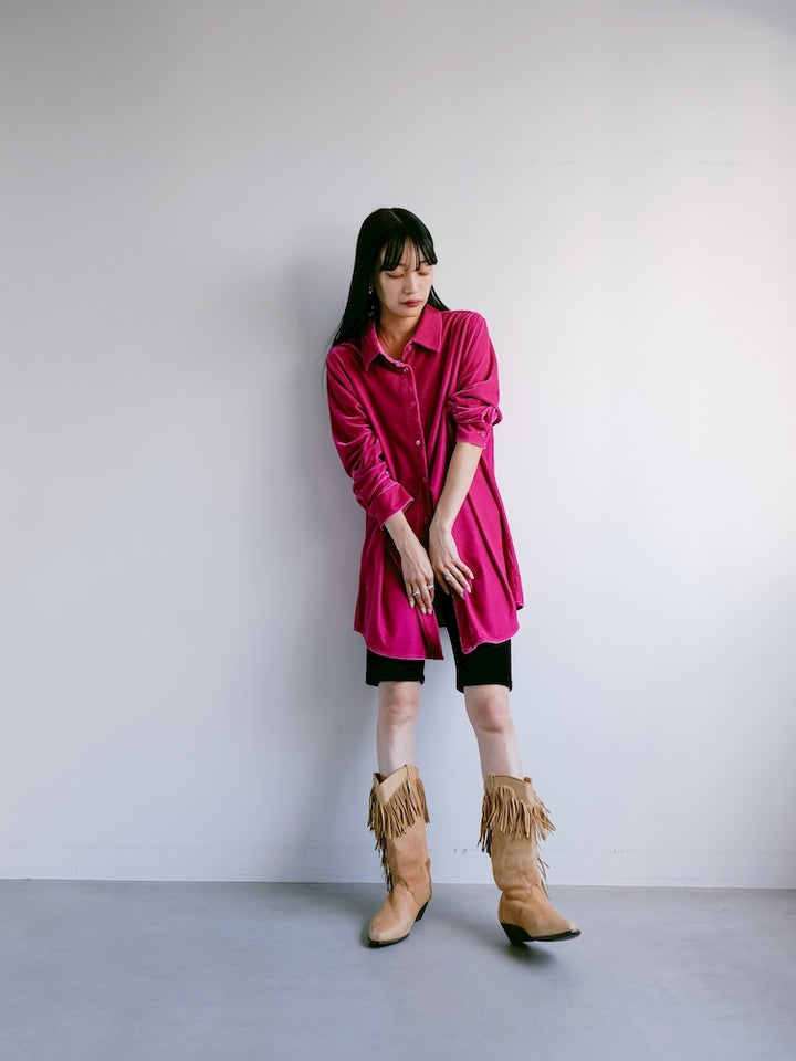 Fuchsia Velour Long Shirt