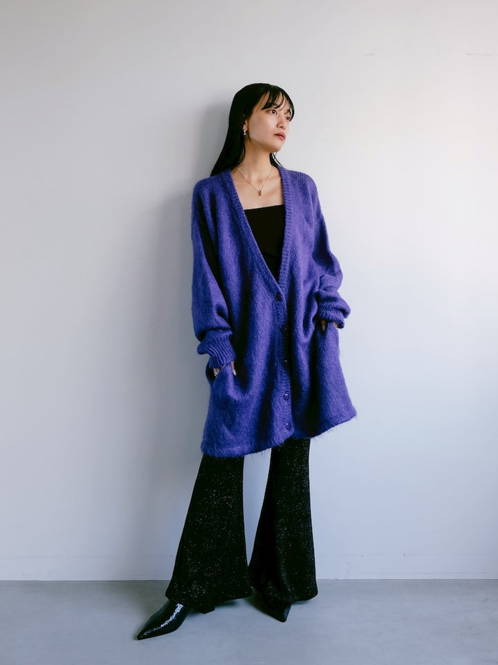 Mohair Blue Long Cardigan