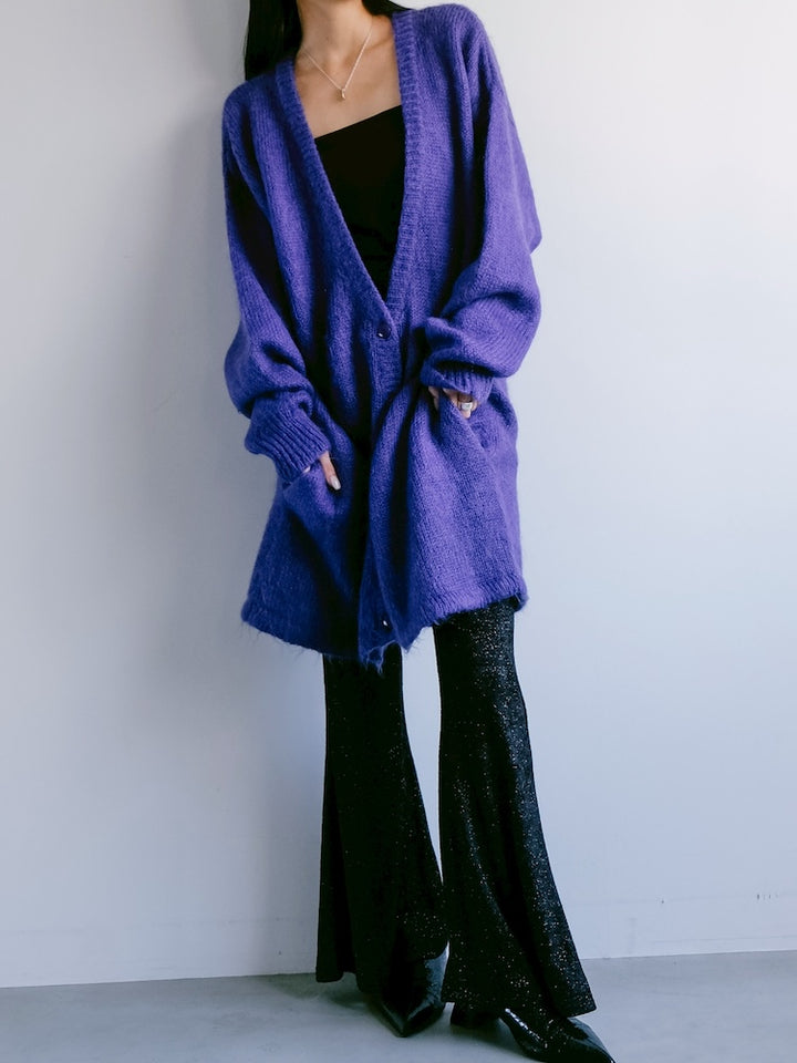 Mohair Blue Long Cardigan