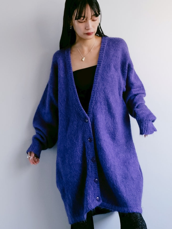 Mohair Blue Long Cardigan