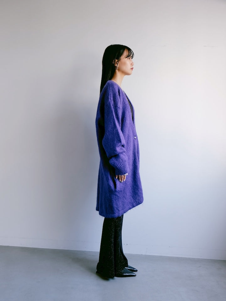 Mohair Blue Long Cardigan