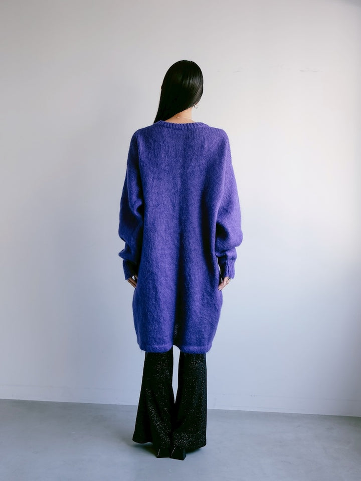 Mohair Blue Long Cardigan