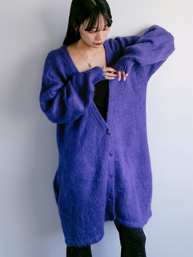 Mohair Blue Long Cardigan