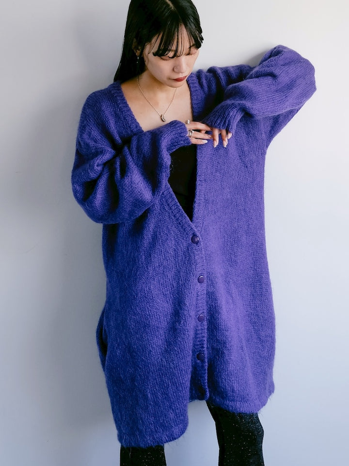Mohair Blue Long Cardigan