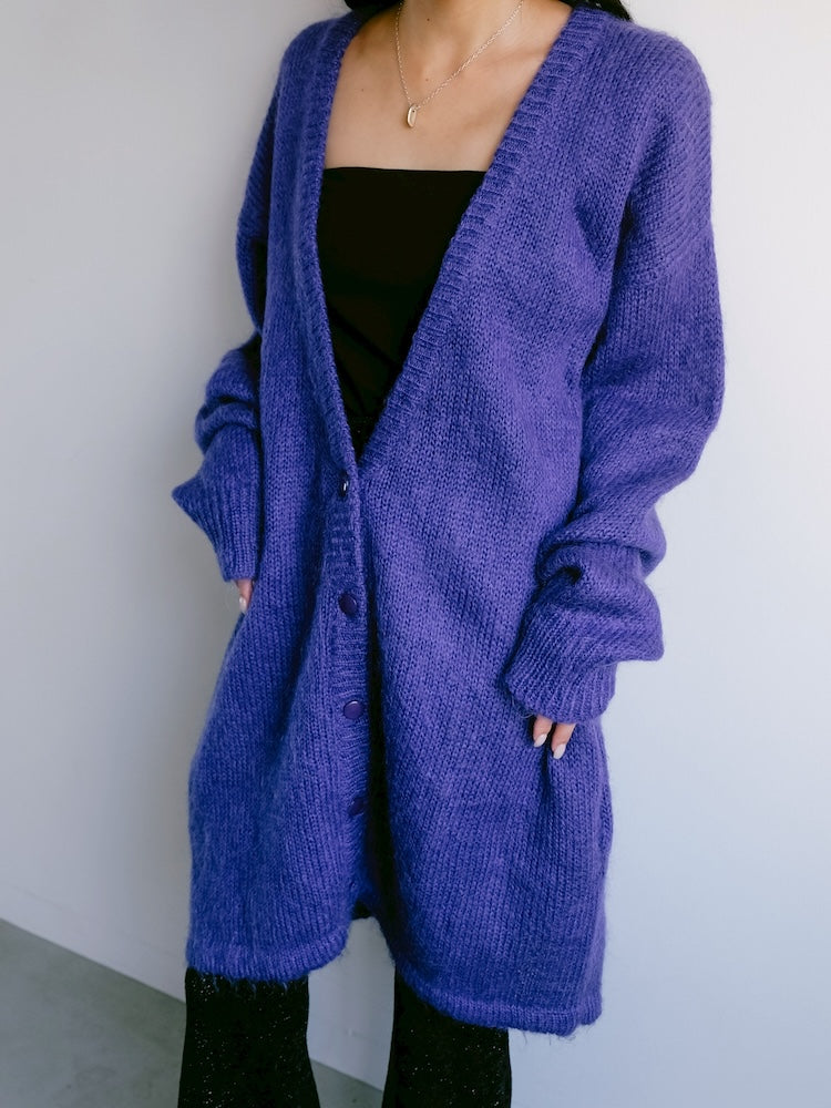 Mohair Blue Long Cardigan