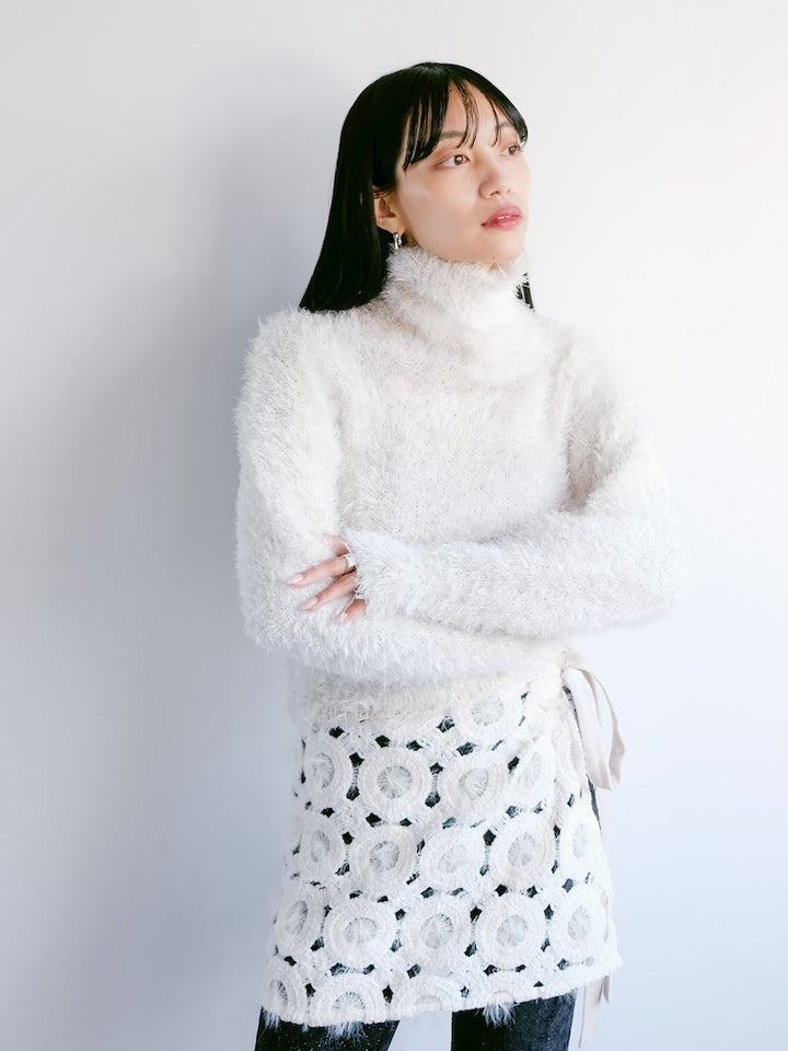 White Shaggy Cropped Knit