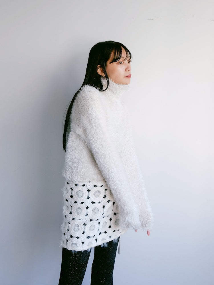 White Shaggy Cropped Knit