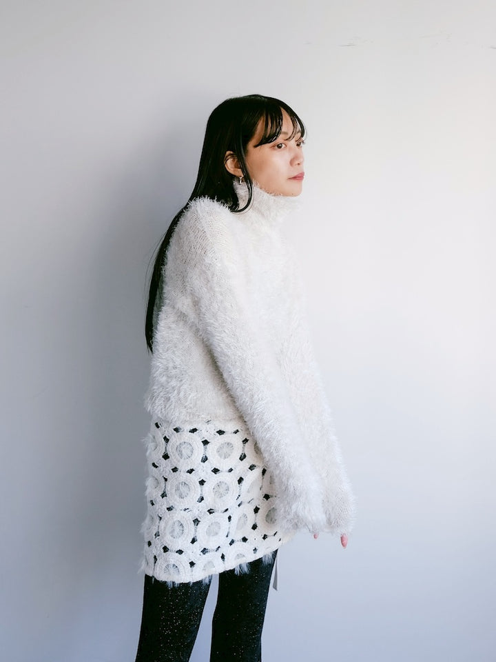 White Shaggy Cropped Knit