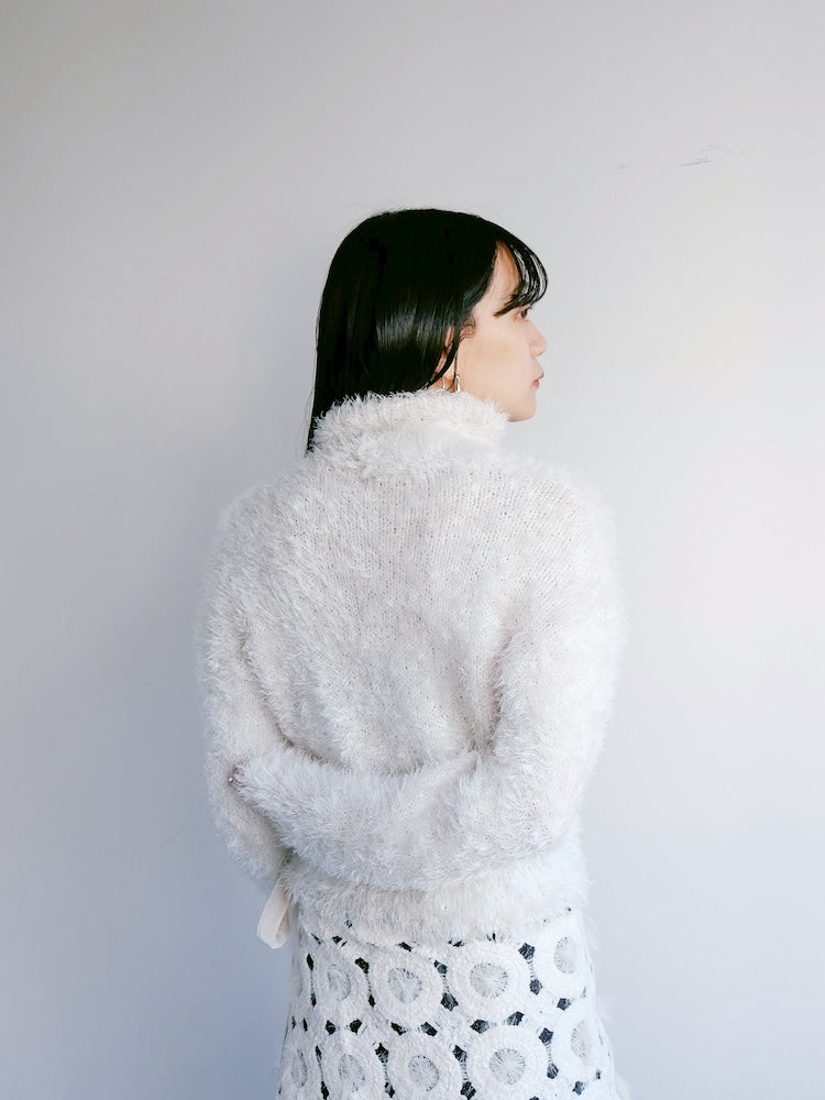 White Shaggy Cropped Knit