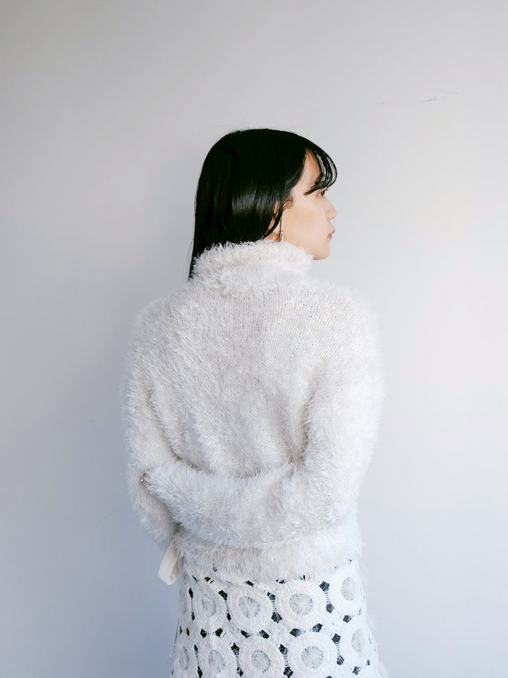 White Shaggy Cropped Knit