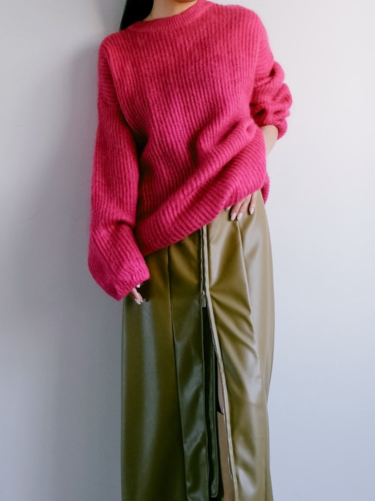 Acrylic Mohair Magenta Knit