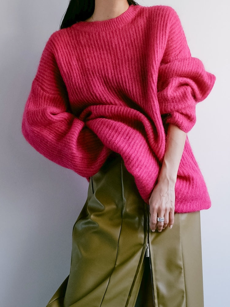 Acrylic Mohair Magenta Knit