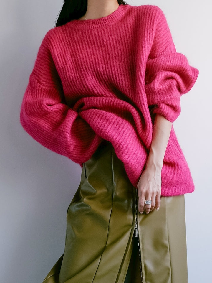Acrylic Mohair Magenta Knit