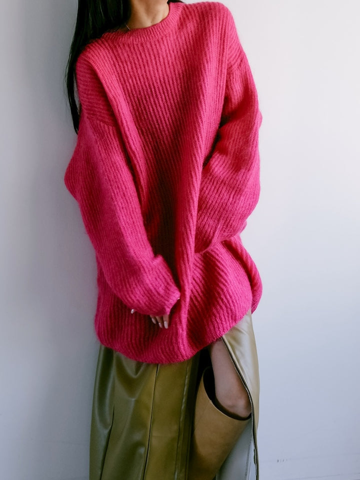 Acrylic Mohair Magenta Knit