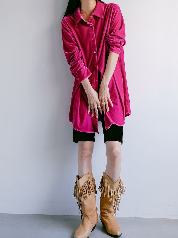 Fuchsia Velour Long Shirt