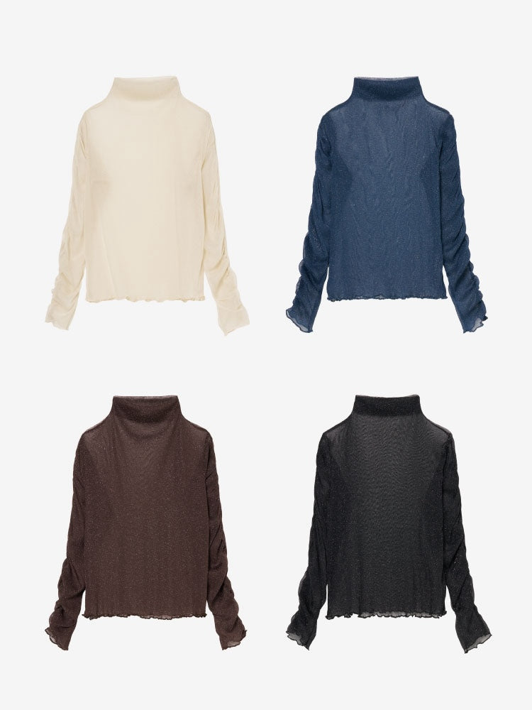Glitter Sheer Shirring Top