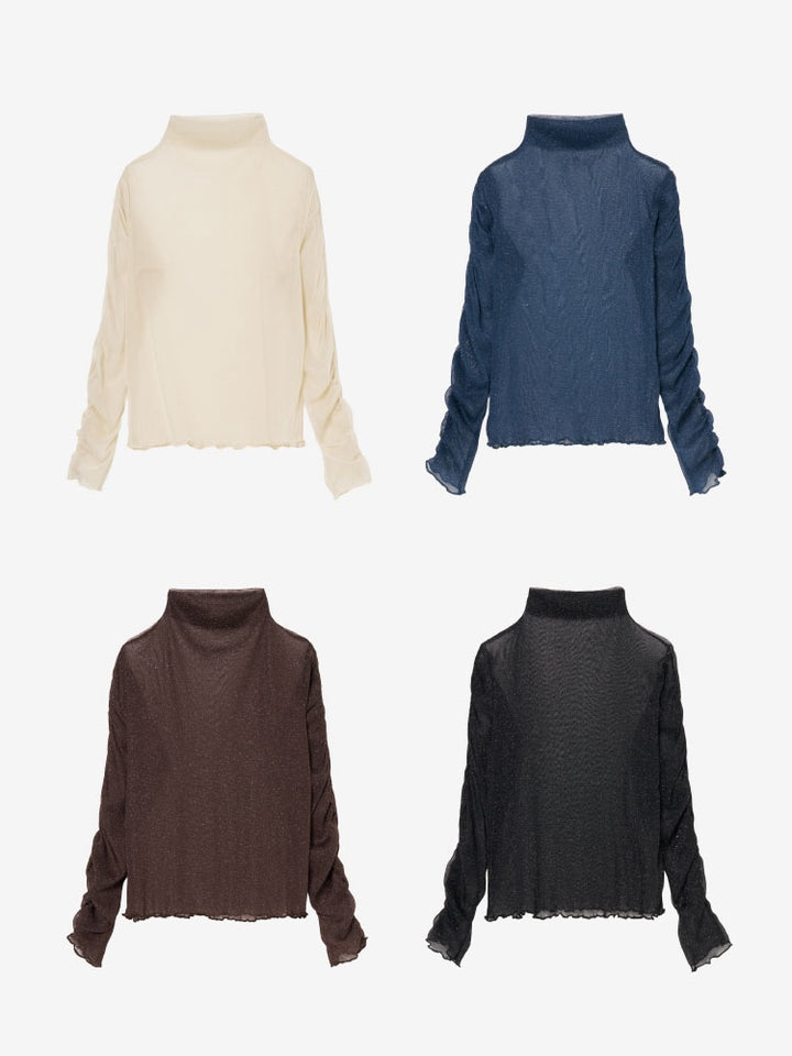 Glitter Sheer Shirring Top
