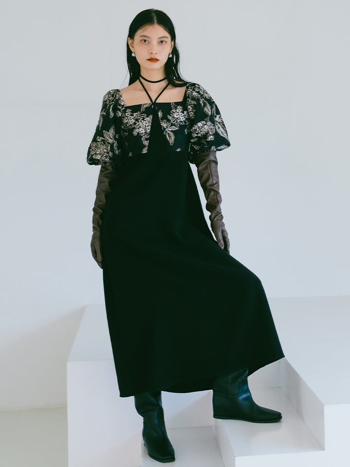 Switching Jacquard Dress