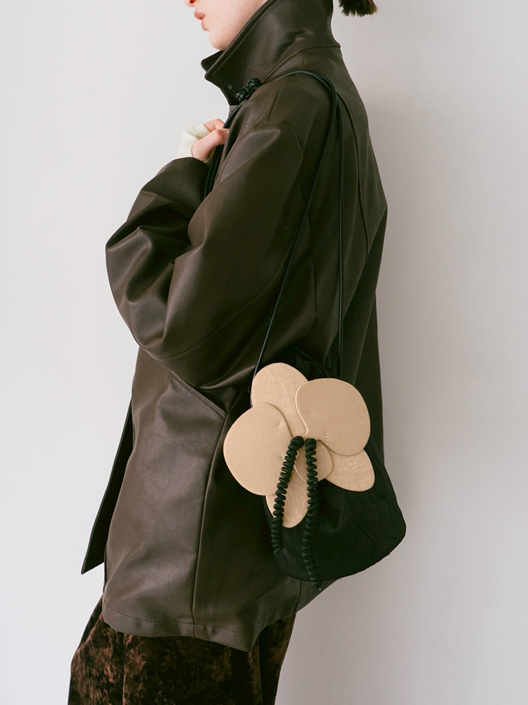 Flower Motif Drawstring Bag