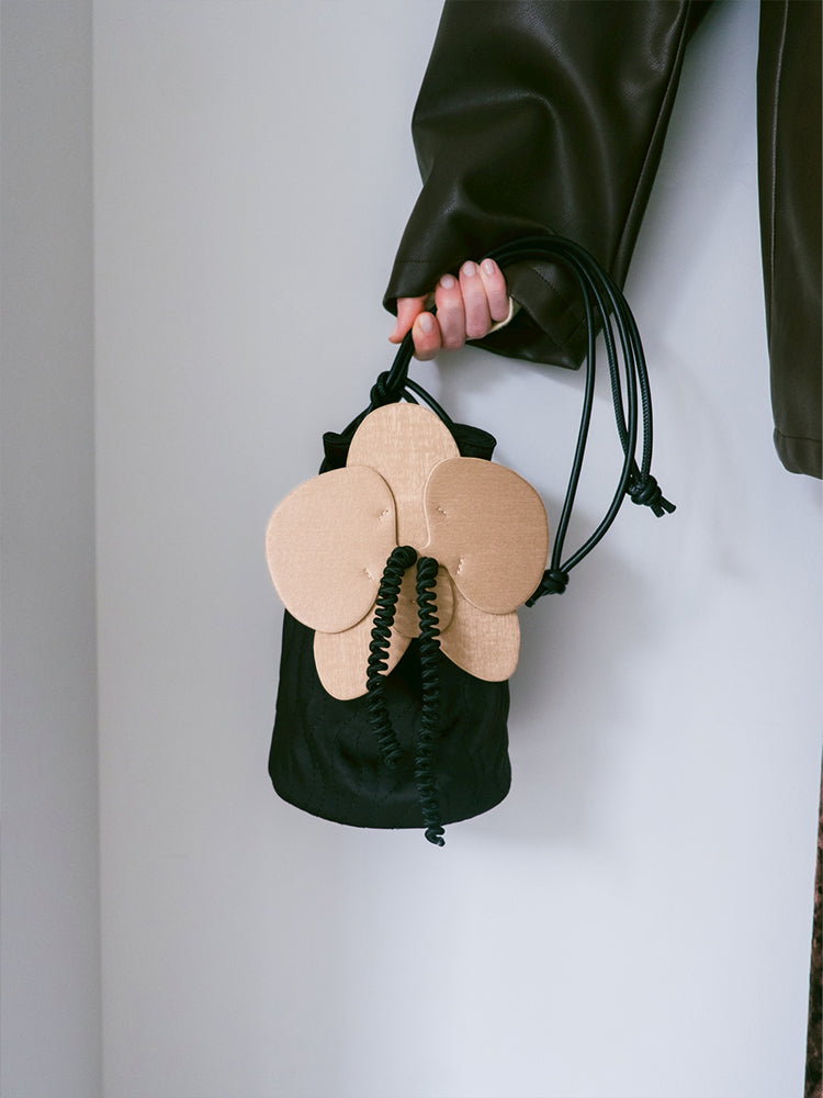 Flower Motif Drawstring Bag