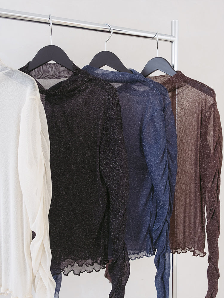 Glitter Sheer Shirring Top