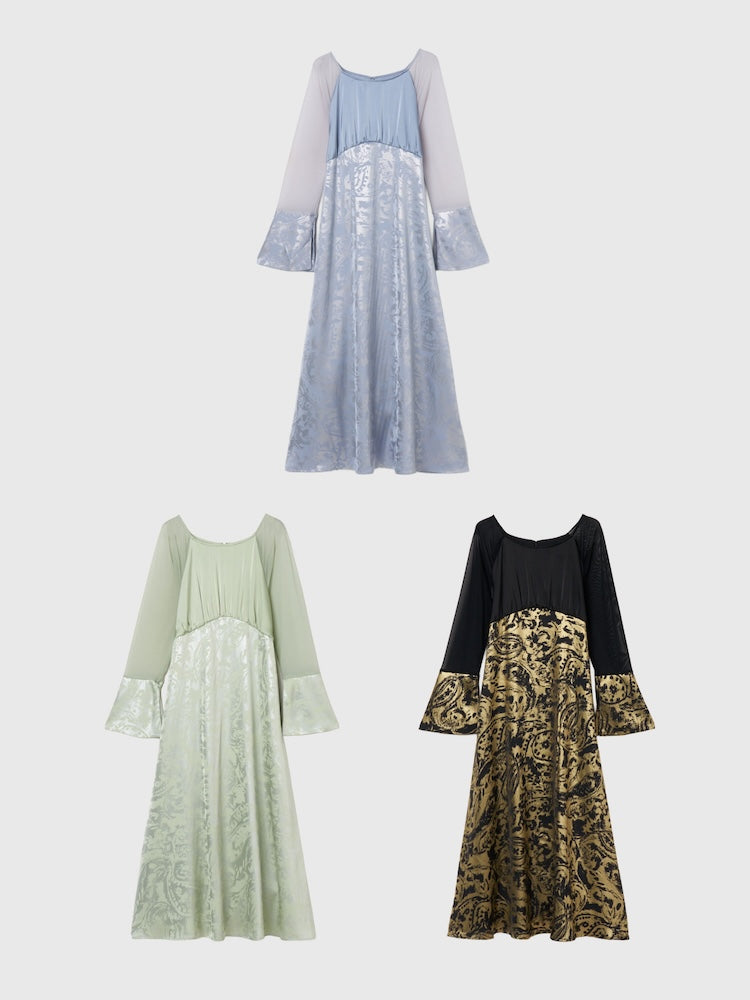【1月10日(土) 12:00販売開始】Foil Stamped Satin Dress