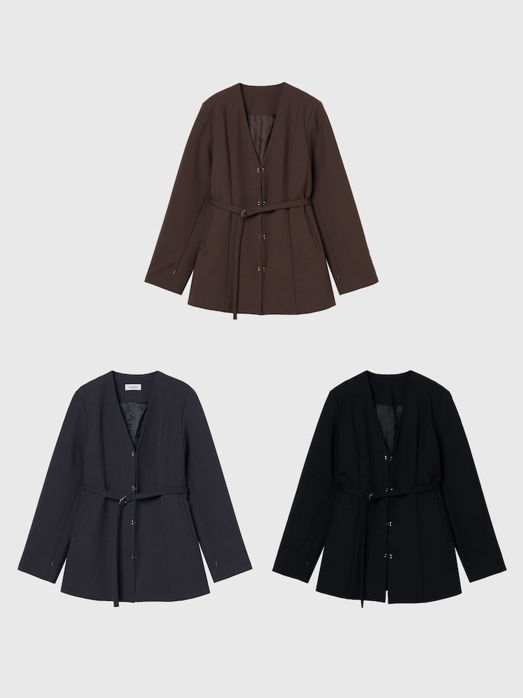 2way Slit Sleeve Belted Jacket