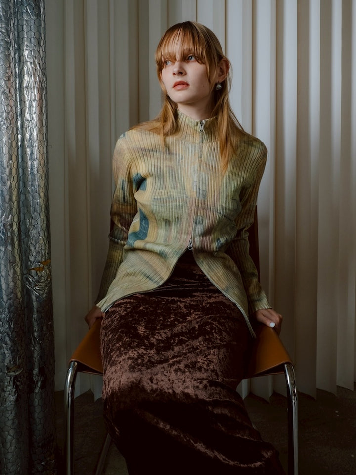 【9月18日(木) 12:00予約販売開始】Art Print Rib Zip Knit