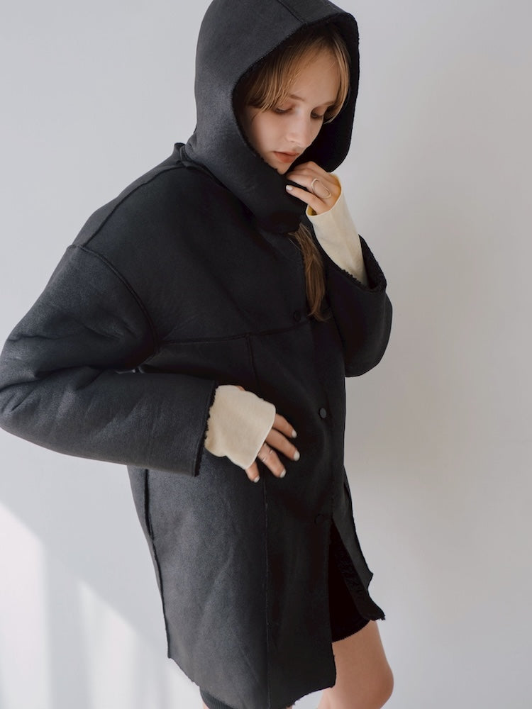 Reversible Hooded Coat｜スエード/ボア リバーシブルコート – MARTE