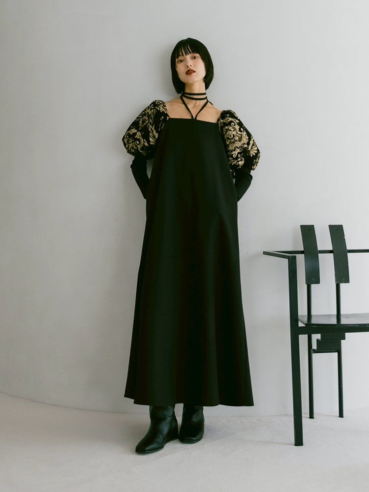 Jacquard Bud Sleeve Dress｜結婚式やお呼ばれドレス｜ジャガード