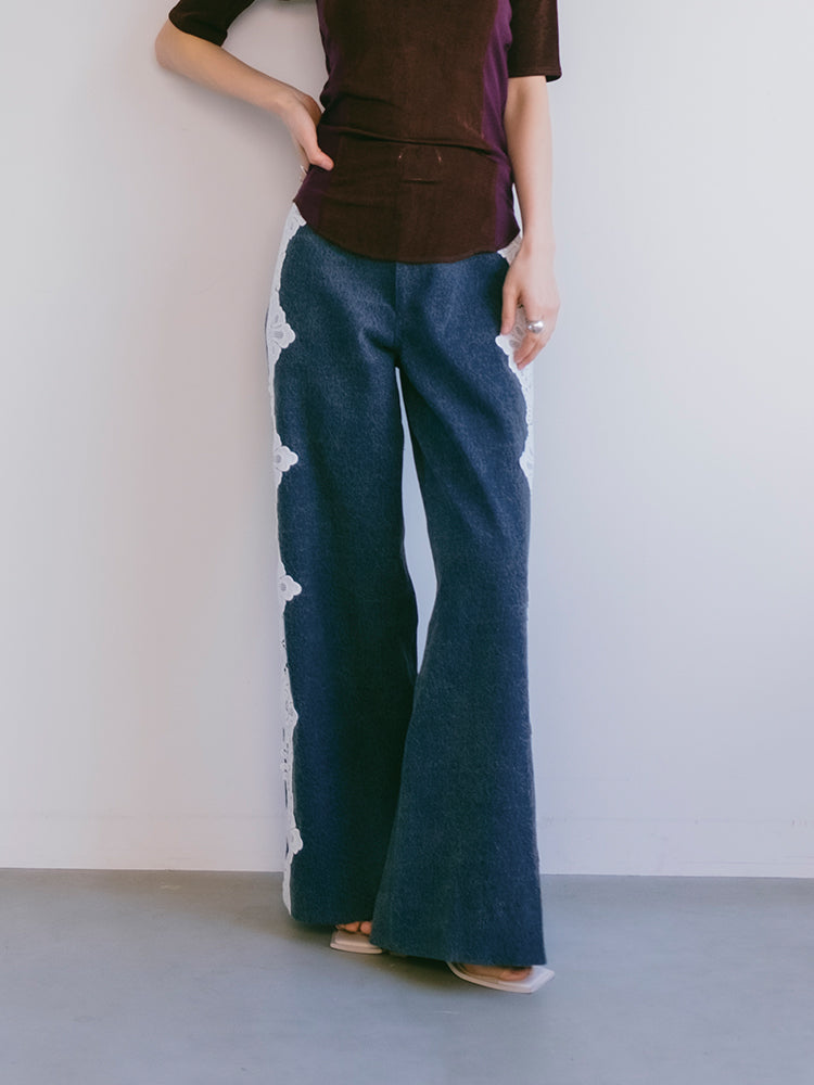 Side Lace Wide Denim｜サイドレースワイドデニムパンツ – MARTE