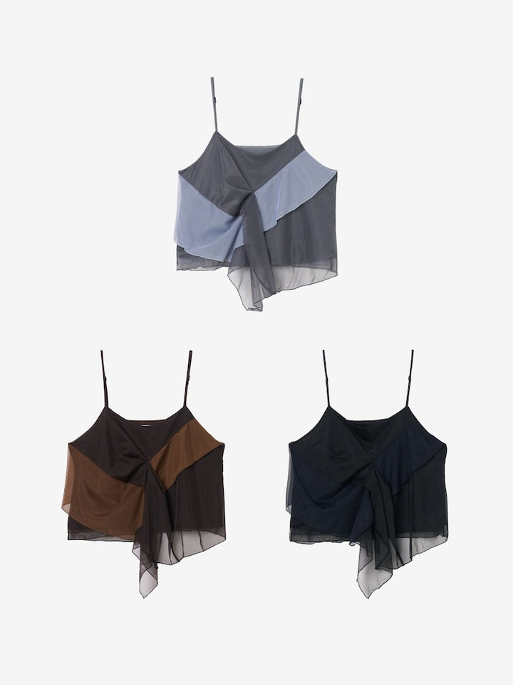Bi-color Ruffle Sheer Camisole