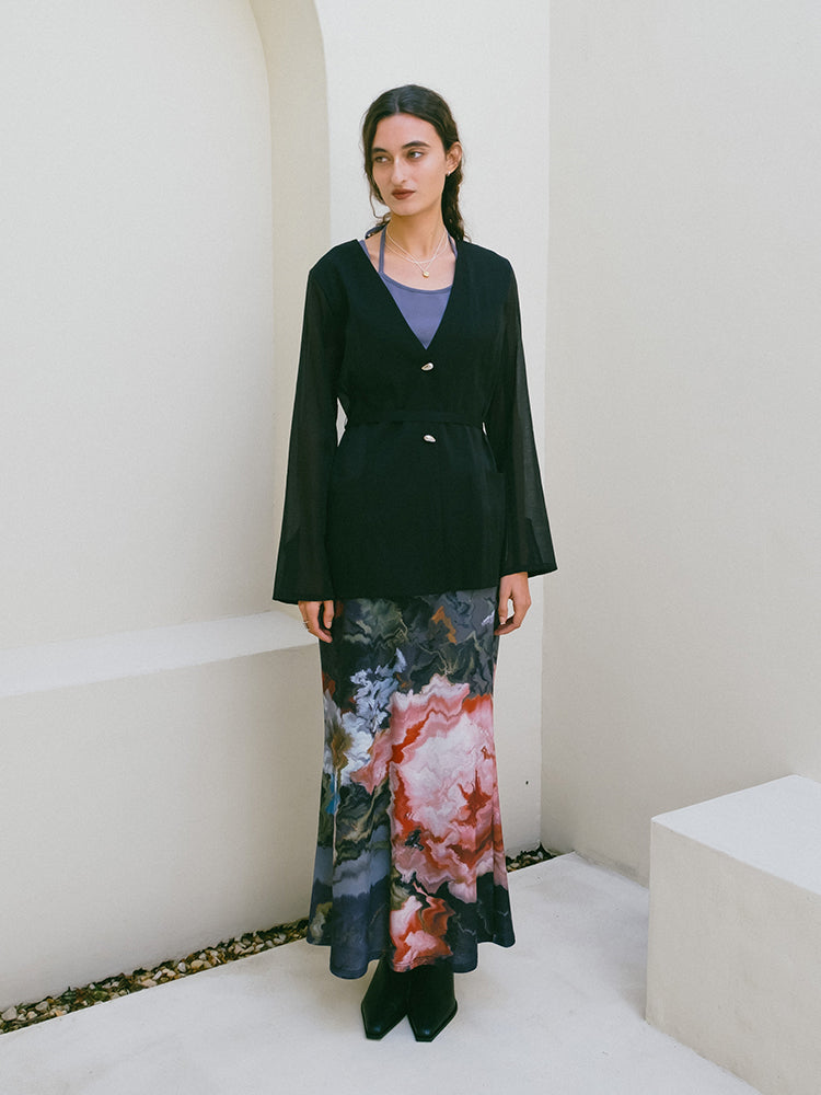 Shaped Button Sheer Jacket｜シアー素材ジャケット｜結婚式やお呼ばれ
