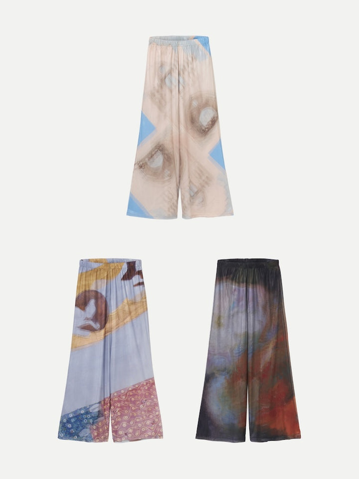 Art Print Sheer Pants