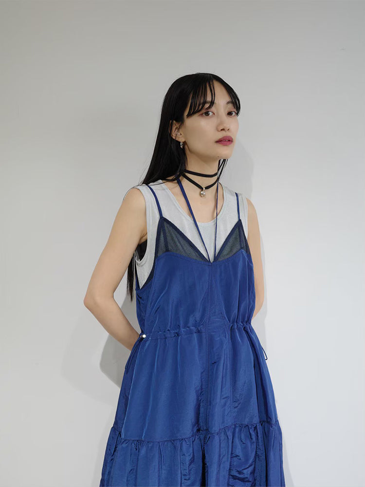レディースワンピース 縦 フリル ドレス summer シアーボイル フリル袖