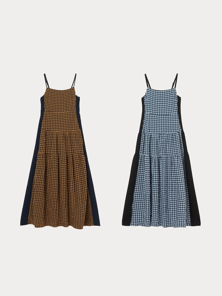 Bi-color Paneled Check Dress