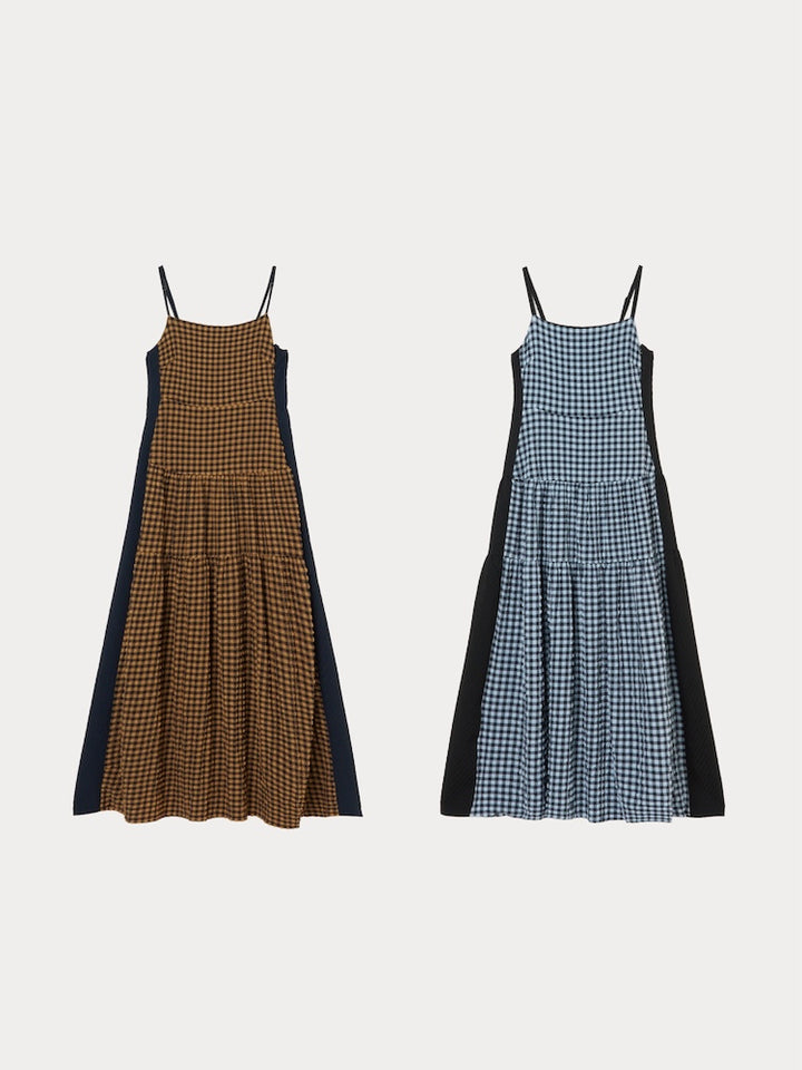 Bi-color Paneled Check Dress