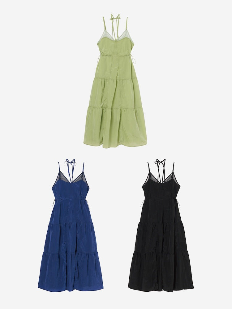 Mesh Panel Tiered Dress
