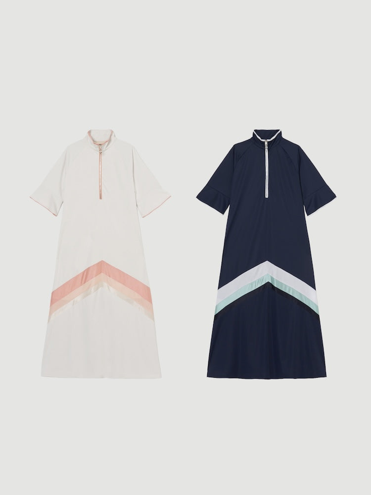 Chevron Half-Zip Dress