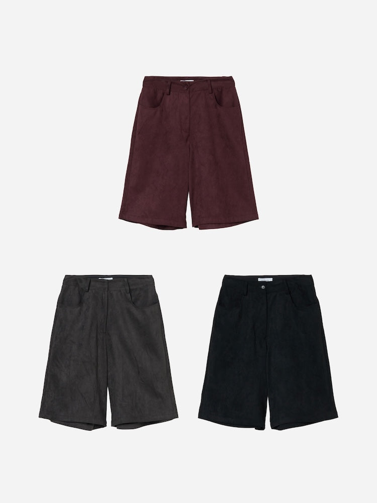Faux Suede Bermuda Pants