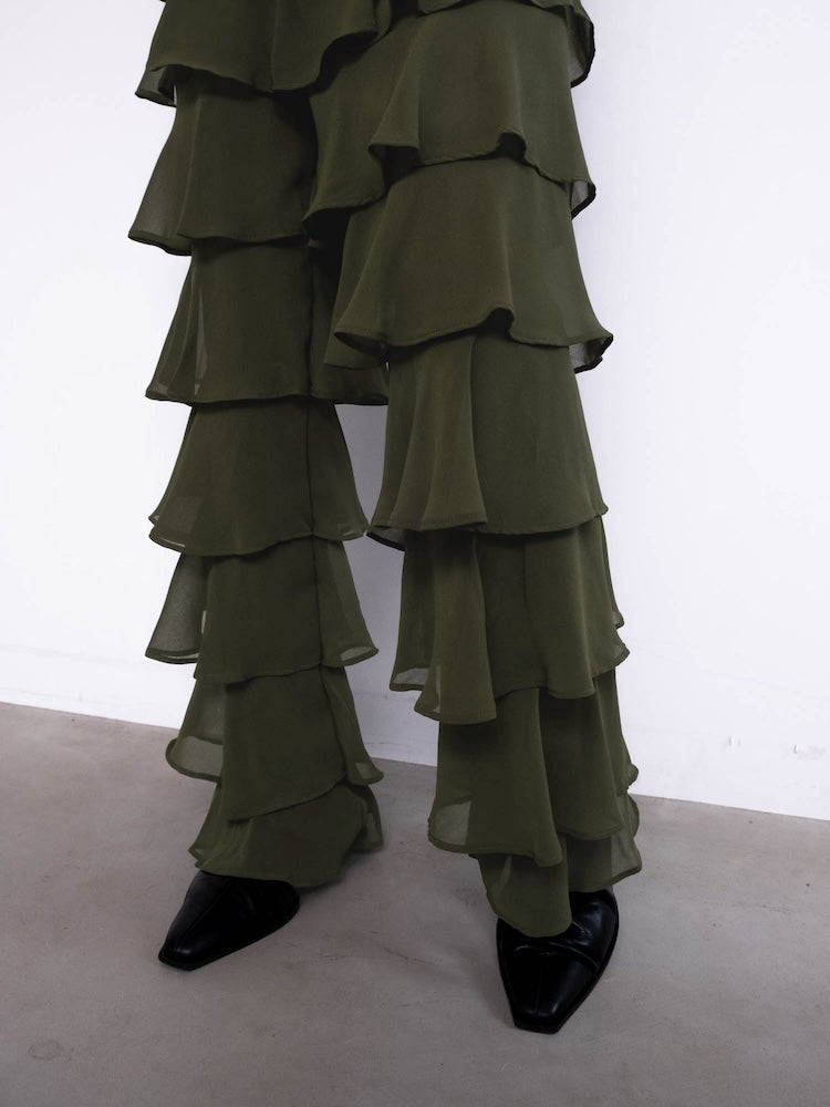 完売品◇sahara marte ティアードパンツ ブラック フリルパンツ Tiered
