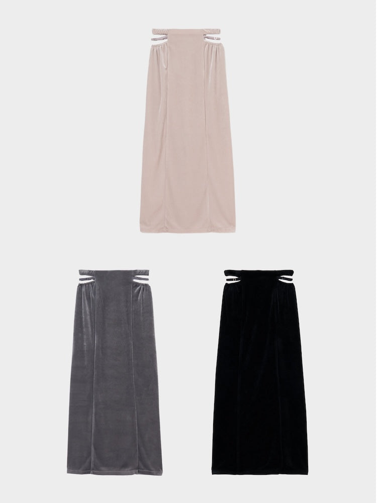 Stretch Velvet Cut Out Skirt