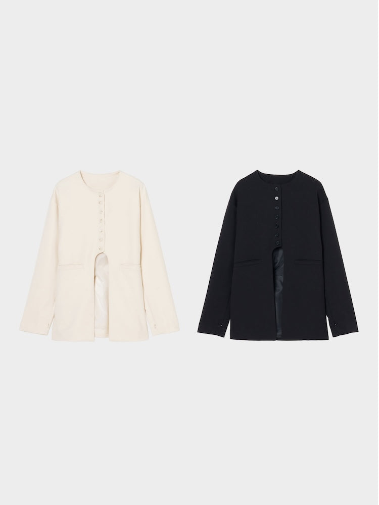 Quiet Collarless  Choker Jacket