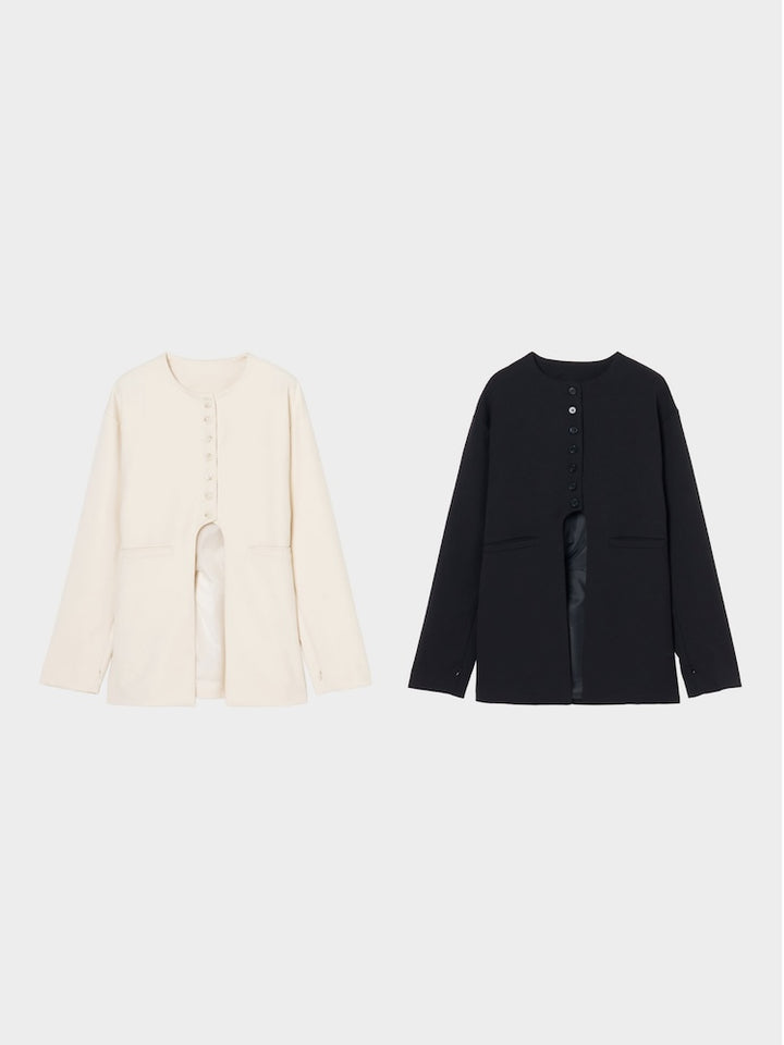 Quiet Collarless  Choker Jacket
