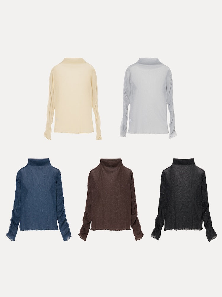 Glitter Sheer Shirring Top