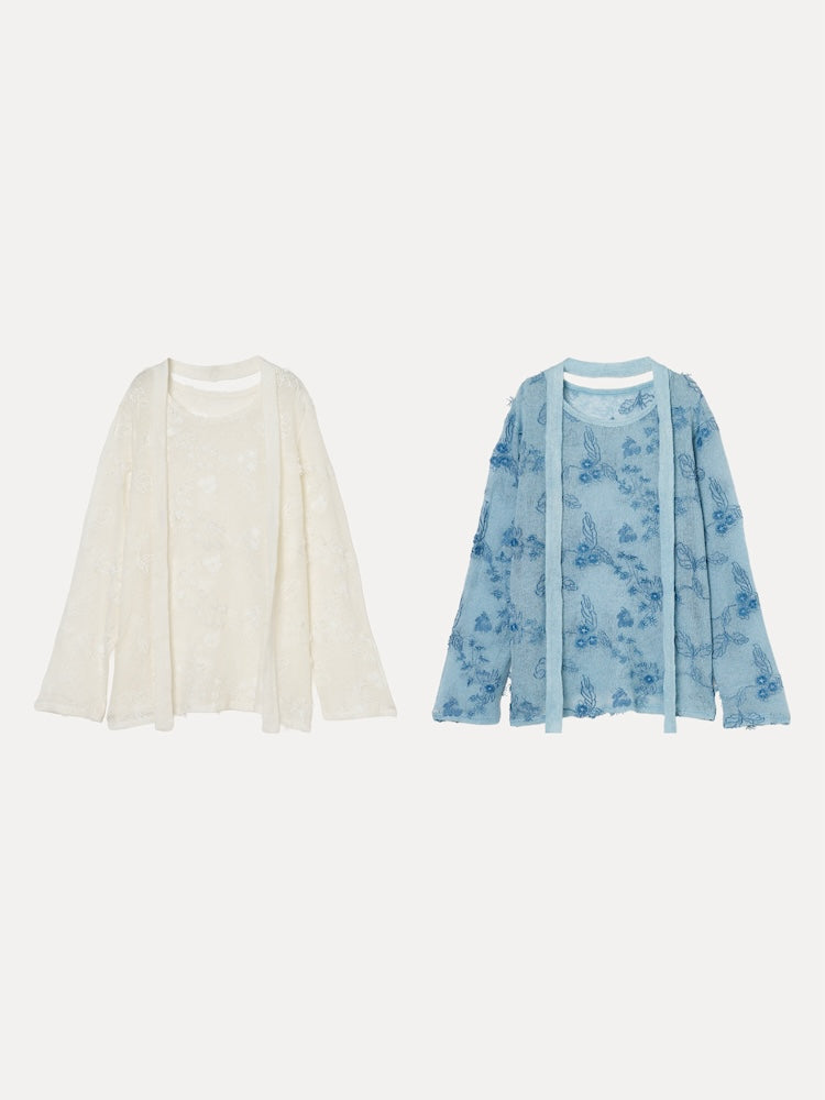 【10月3日(土) 12:00販売開始】Embroidery Loose Knit Top
